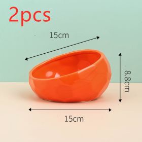 Pet Supplies Bowl Ceramic Cat Bowl Dog Bowl Oblique Mouth (Option: Red2pcs)