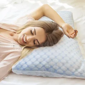 Bed Pillows Cooling Memory Foam Pillow Ventilated With Cooling Gel Infused Memory Foam Heat Moisture Reducing Cooling Fiber Breathable Machine Wa (Option: Queen1Pc)