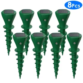 8Pcs Solar Powered Mole Repellent Waterproof Solar Animal Repellers For Moles Gophers Groundhogs Snakes Voles Outdoor Vibration Stake For Farm Ga (Option: Green)
