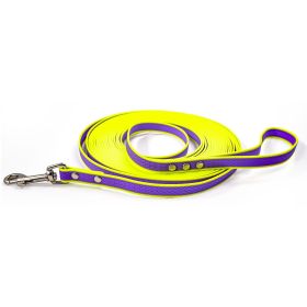 Durable material New style two-color training rope Tangle-free Soft on pet 4.92FT Obedience training Daily walk training Park training  Evening/e (Color: Purple-yellow, size: 10M)