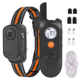 1Pc 984FT Dog Training Collar IP65 Waterproof Pet Beep Vibration Electric Shock Collar 3 Channels Rechargeable Transmitter Receiver Trainer With (Option: Collar with Remote)